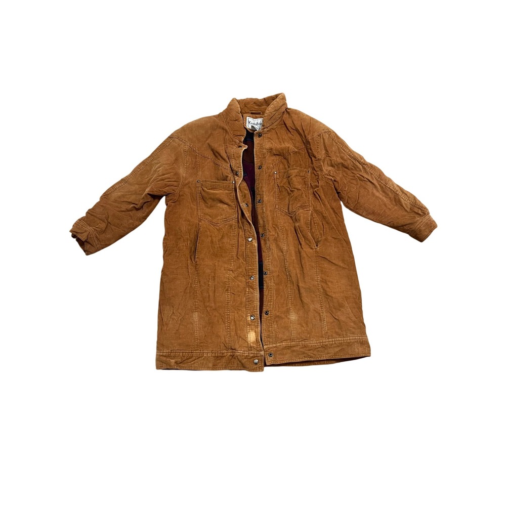 Vintage Komitor Brown Corduroy Barn Coat Plaid Lined Western Chore Jacket Large